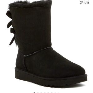 UGG Bailey Corduroy Bow Black Boots